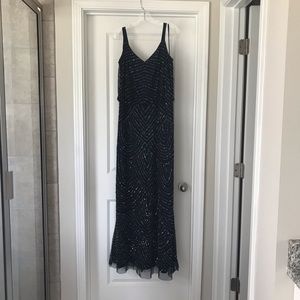 Adrianna Papell Navy Beaded Gown